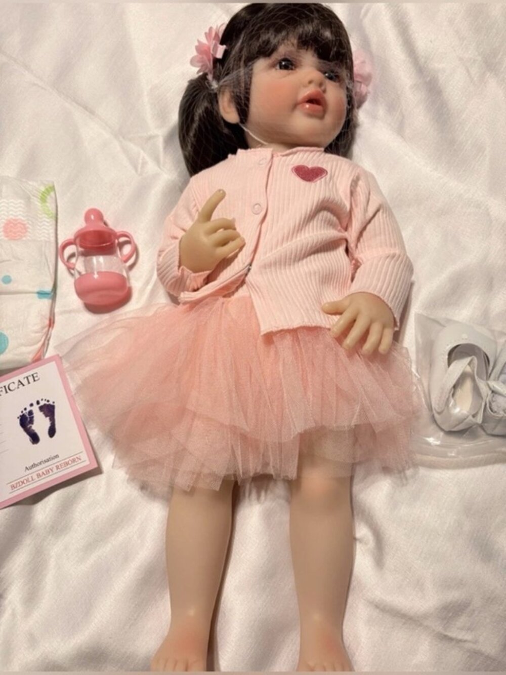 Reborn beautiful toddler 22” Girl Long  Brown Hair